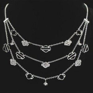 Harley-Davidson Ladies' Silver 3-Strand Necklace-Franklin Mint Out of Production